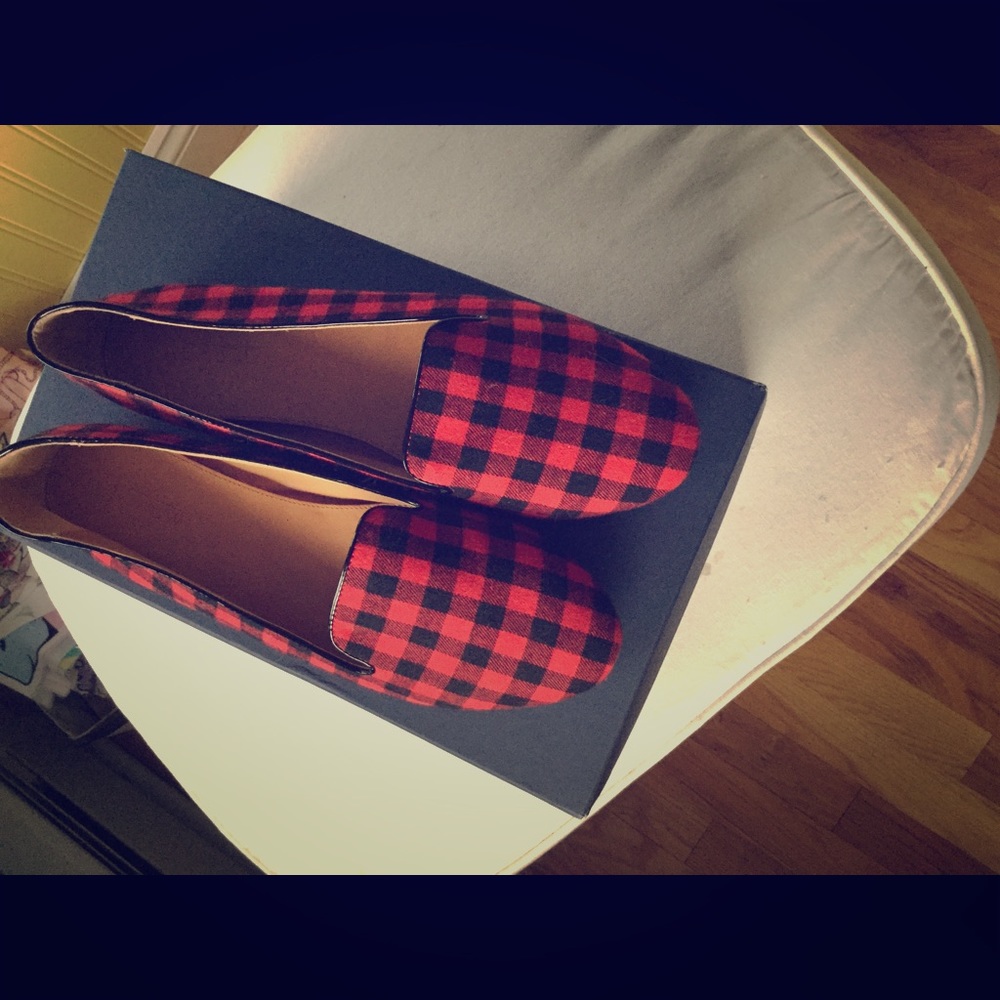 J Crew Buffalo Check Loafers Size 11